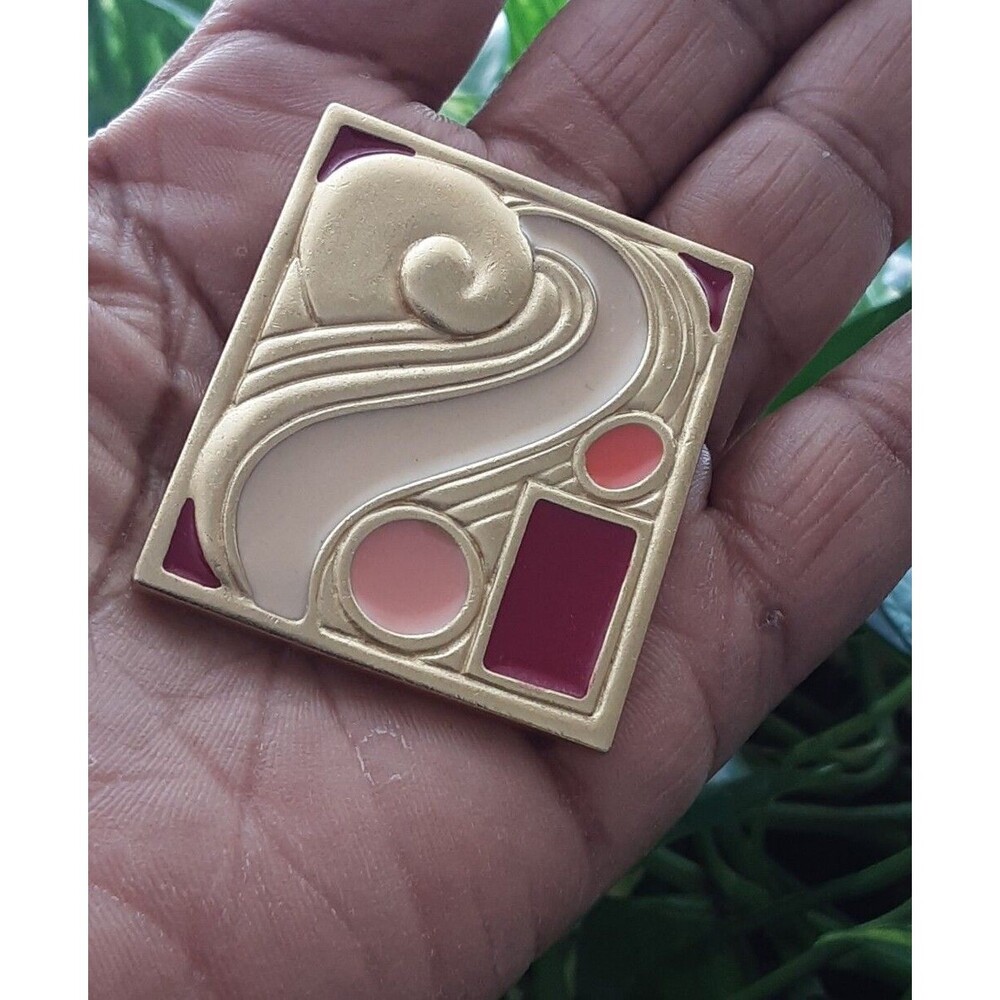 MONET "RARE" Gold Plate Art Deco Enamel Brooch